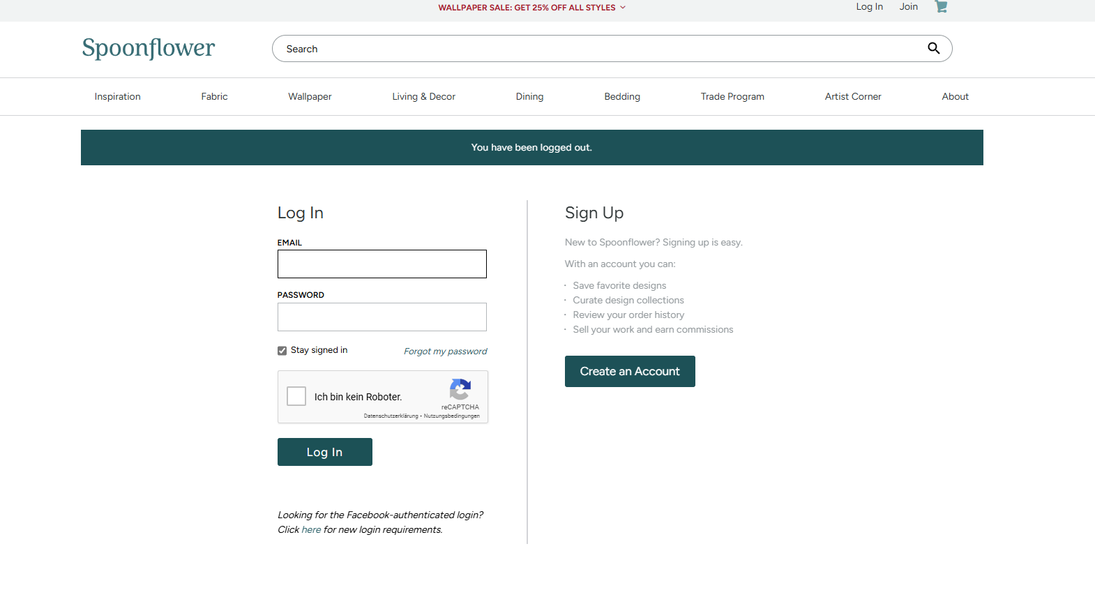 Screenshot zum Account Spoonflower